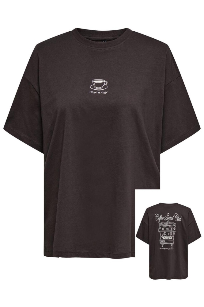 ONLVIVVI LIFE S/S LOVELY TOP JRS 15346761 SEAL BROWN/COFFEE